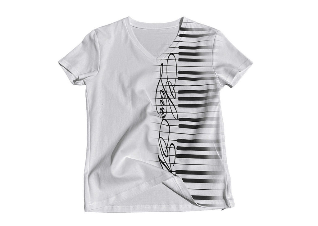 Music Key Print V-Neck Top (2color)