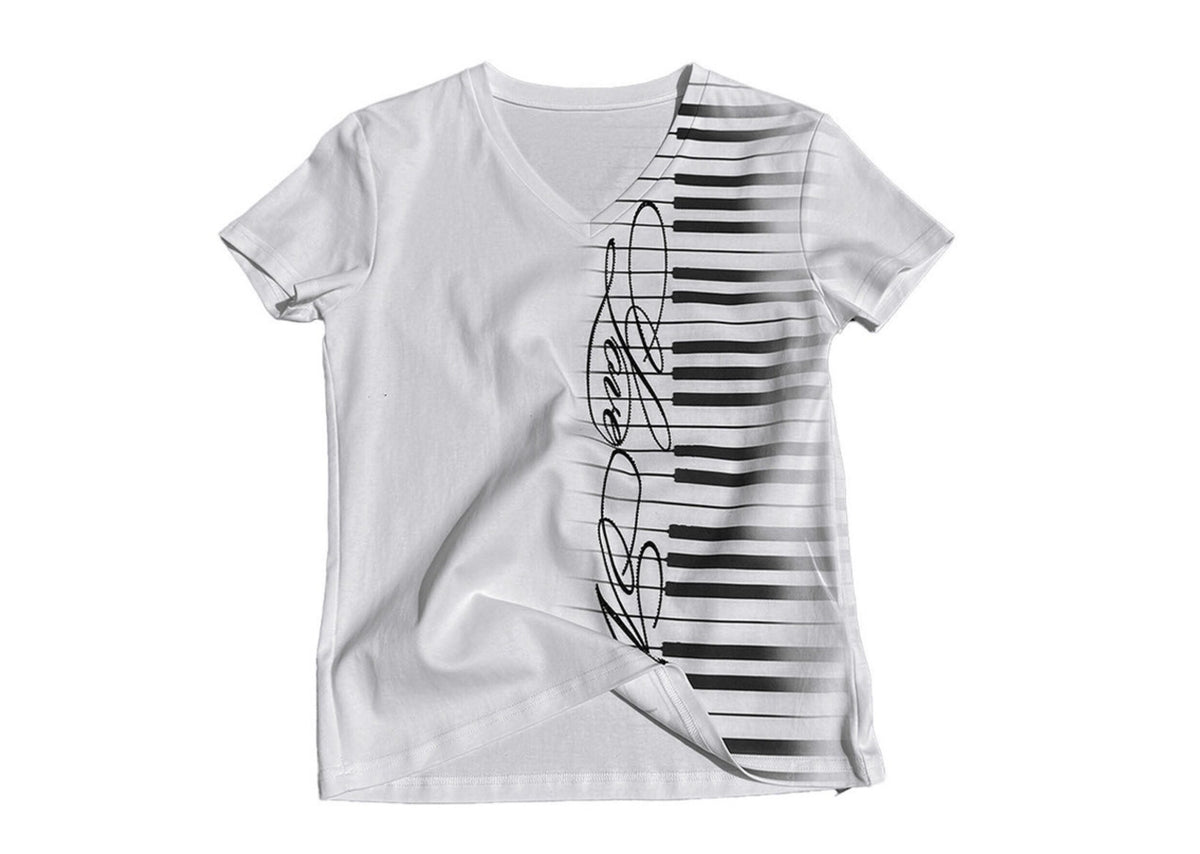 Music Key Print V-Neck Top (2color)