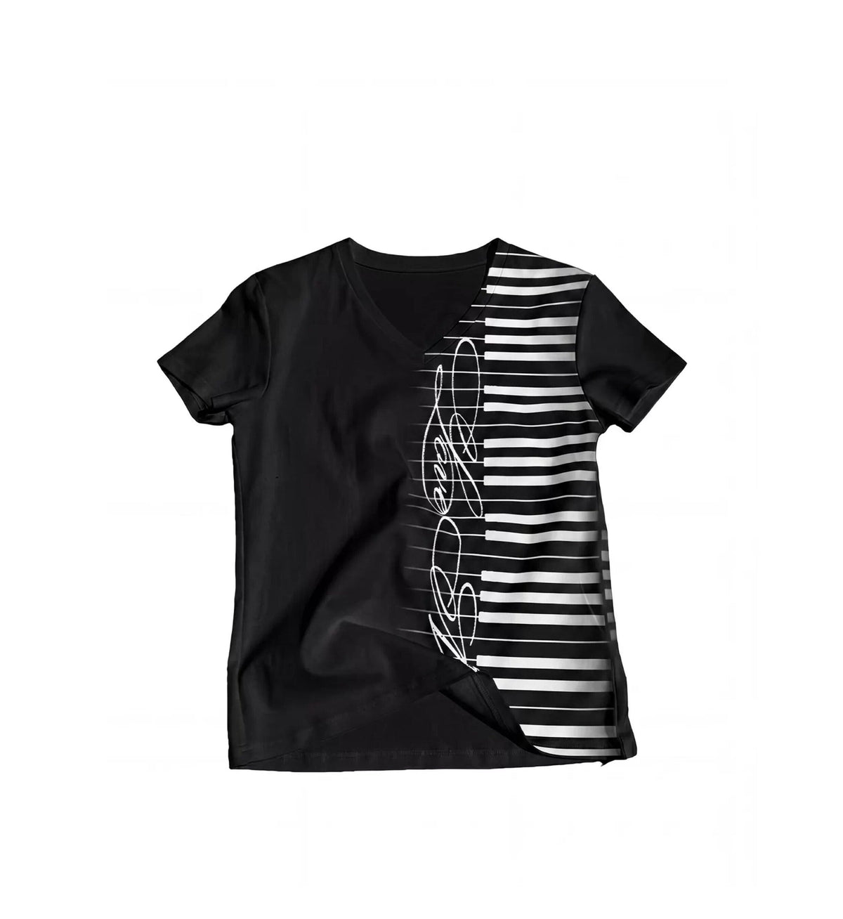 Music Key Print V-Neck Top (2color)