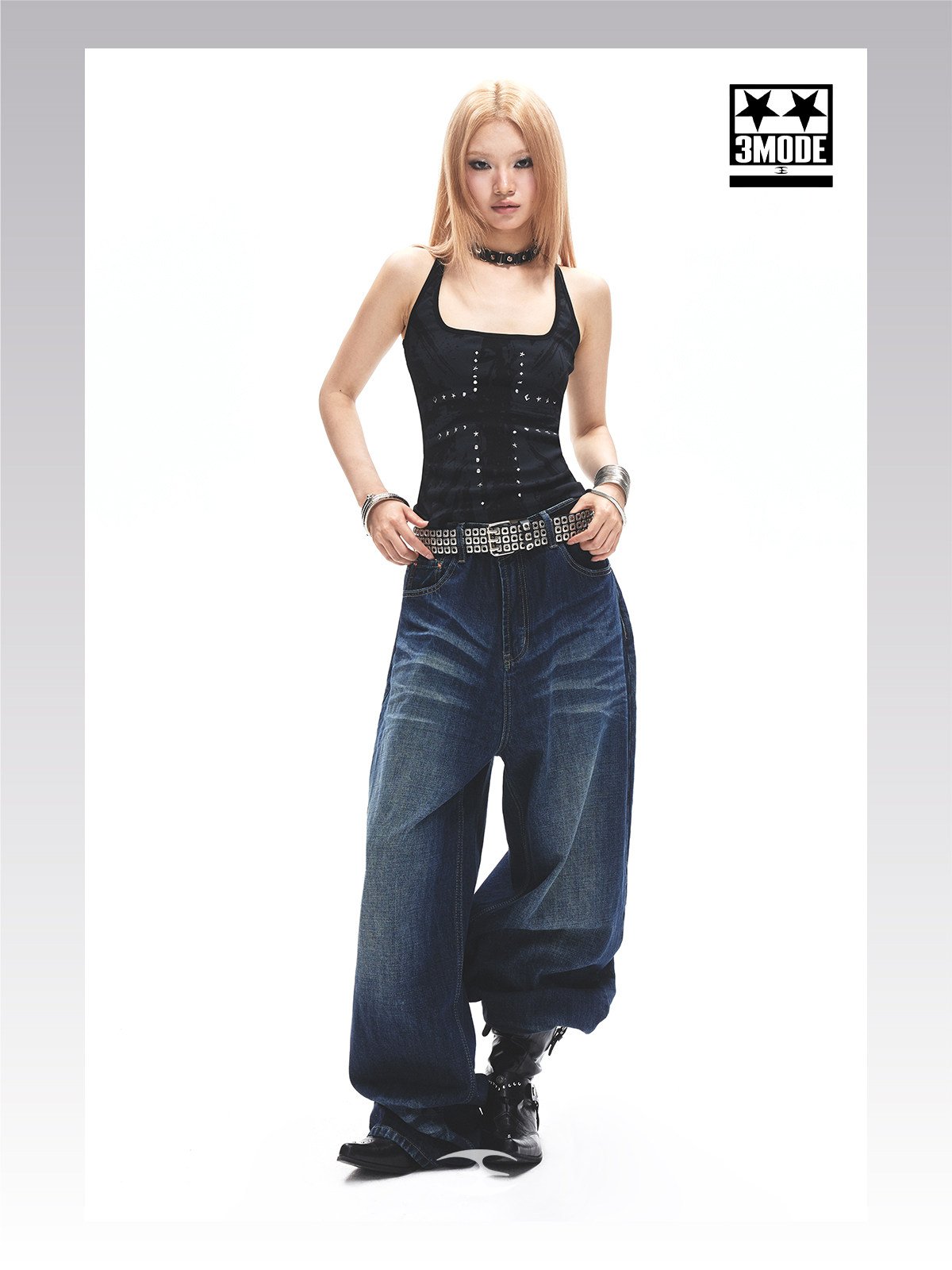 Wide Fade Wash Denim Pants