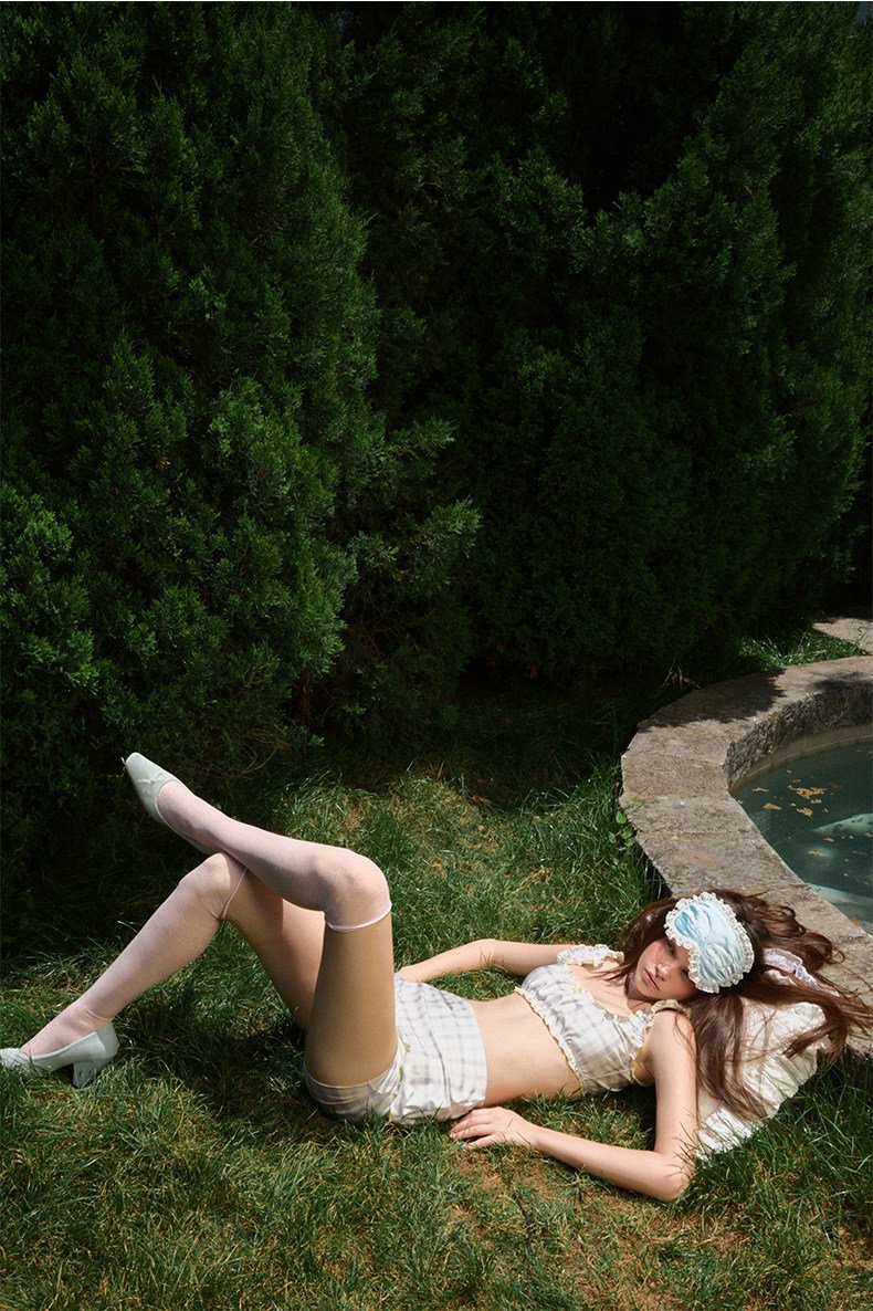 Plaid Ruffle Strap Top & Skirt Set