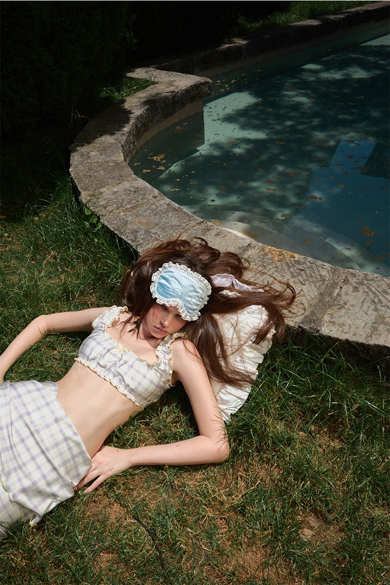 Plaid Ruffle Strap Top & Skirt Set