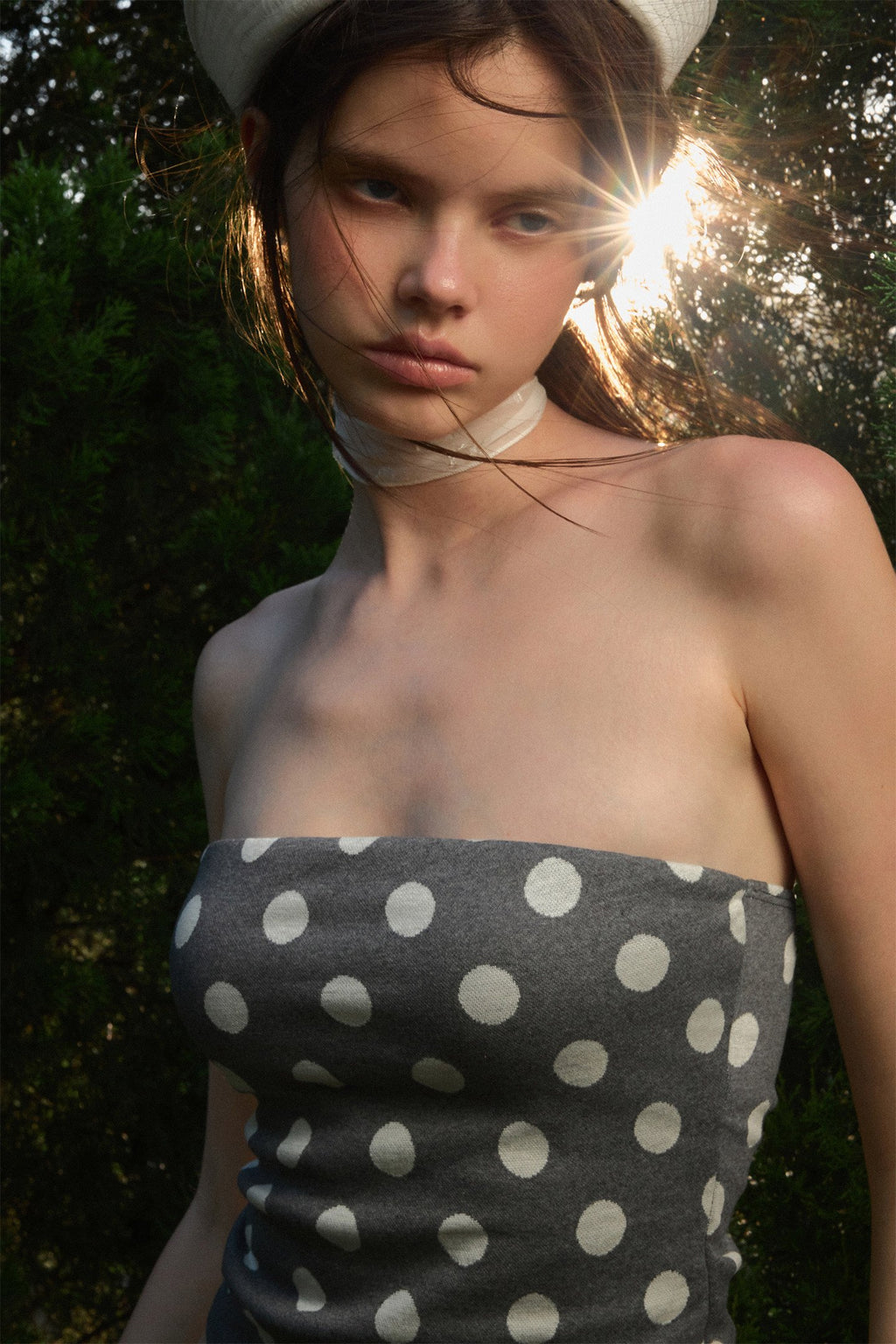 Dot Stretch Tube Top