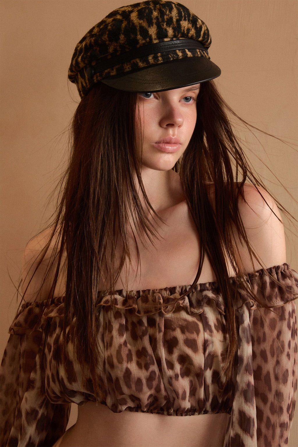 Leopard Sheer Off-Shoulder Top