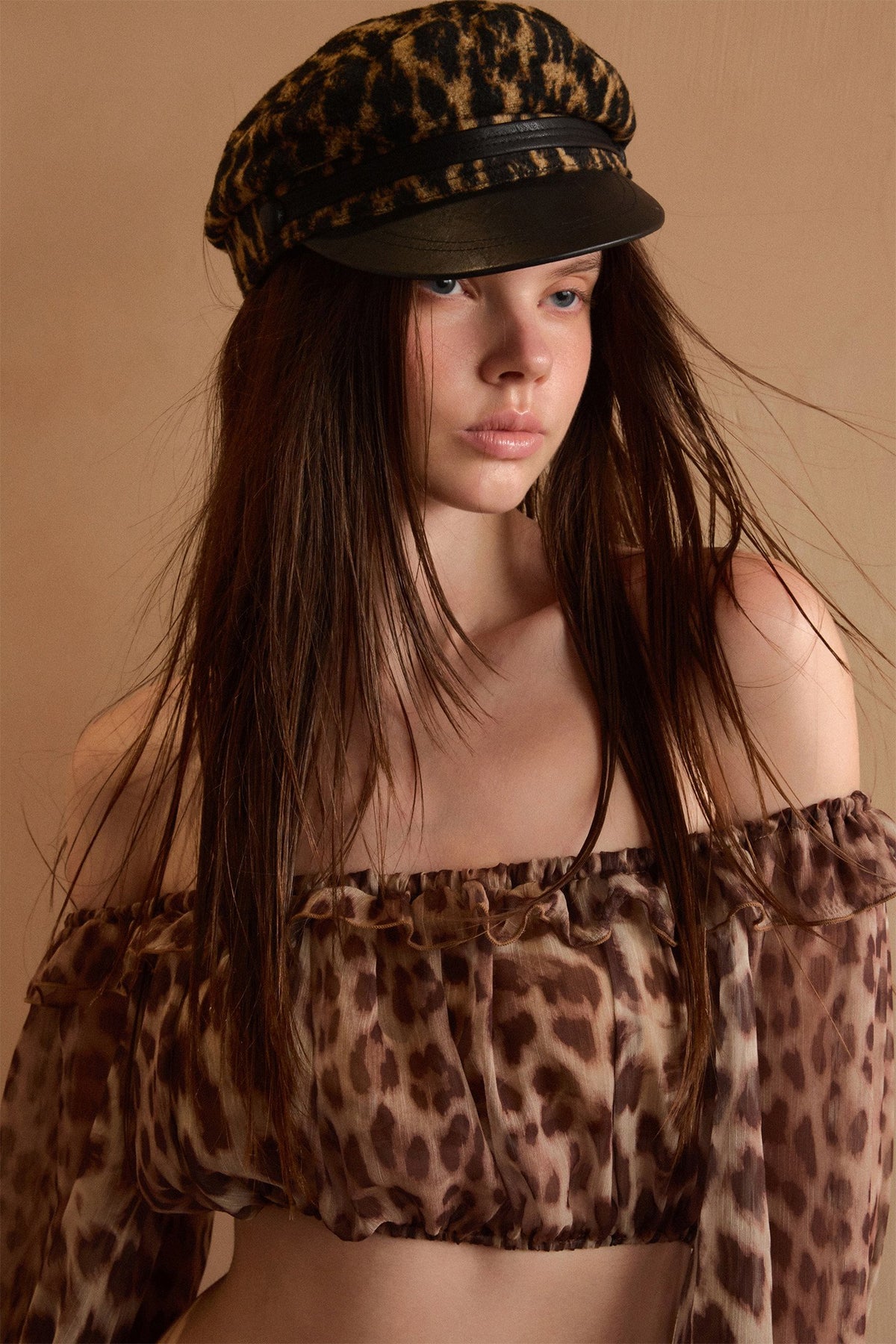 Leopard Sheer Off-Shoulder Top