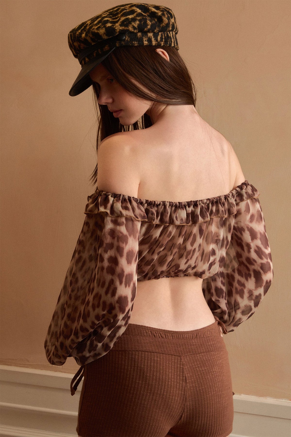 Leopard Sheer Off-Shoulder Top