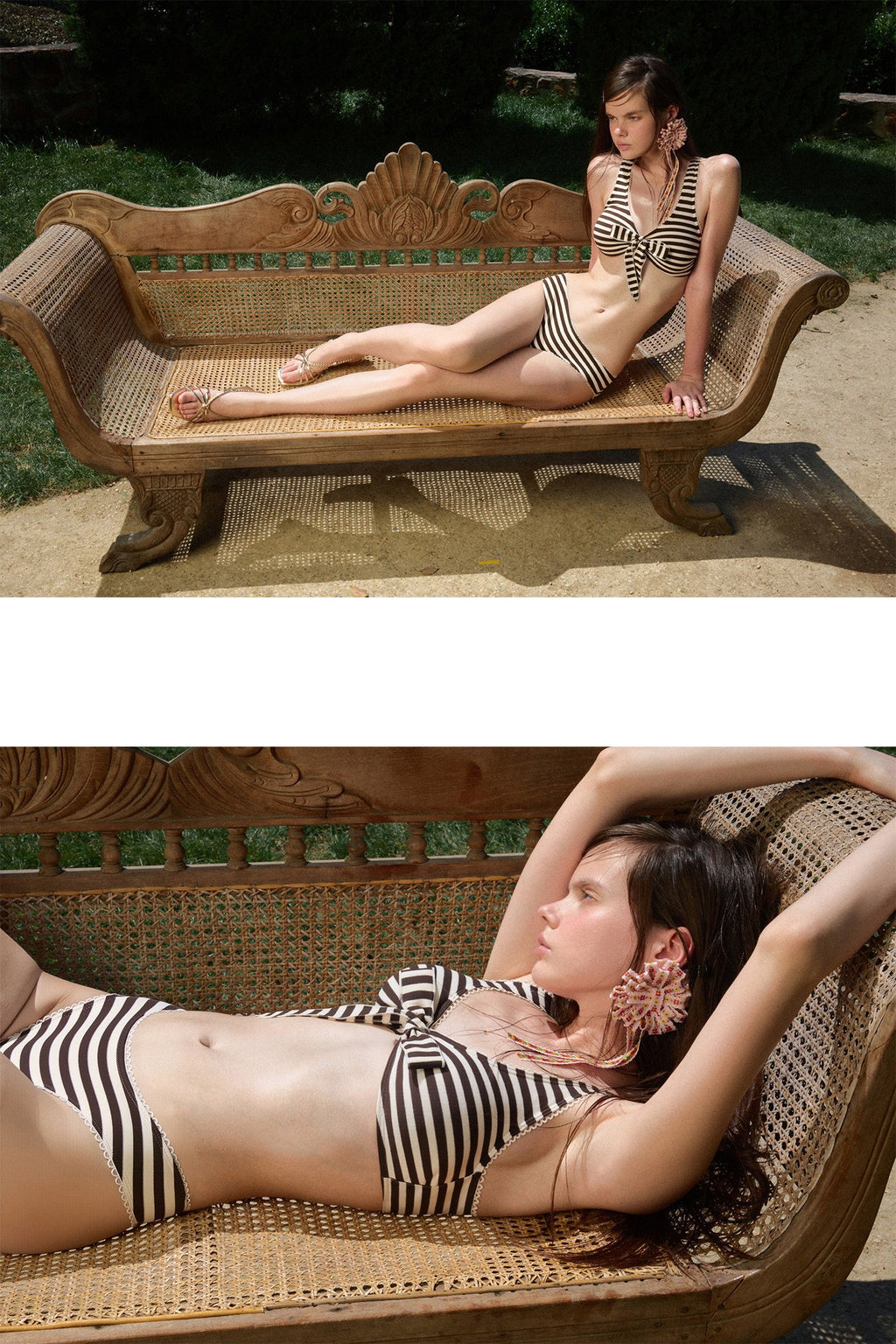 Stripe Knot Halter Bikini