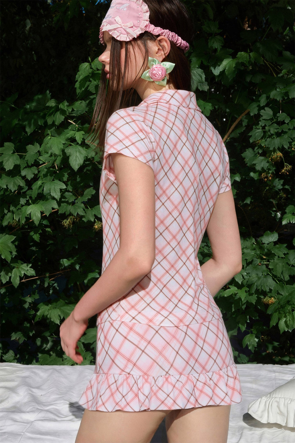 Plaid Ring Detail Shirt Set