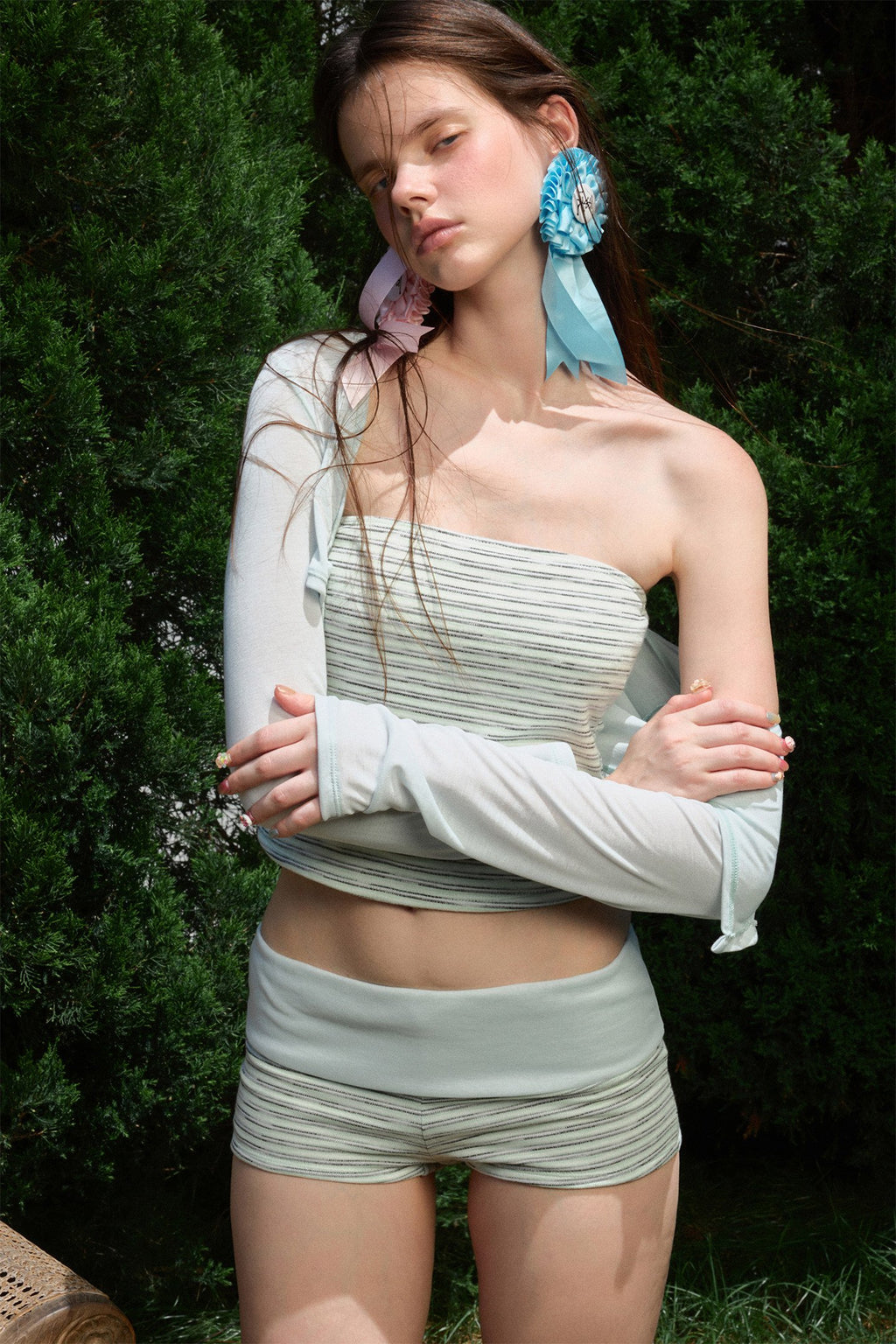 Mint Stripe Swimwear Set (3pcs)
