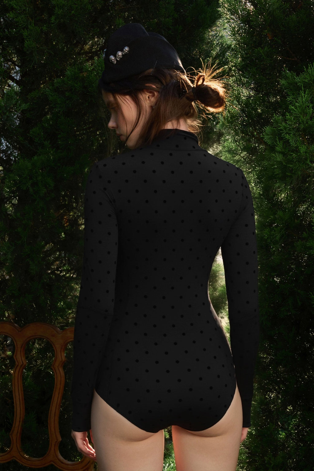 Dot Zip-Up Swimwear