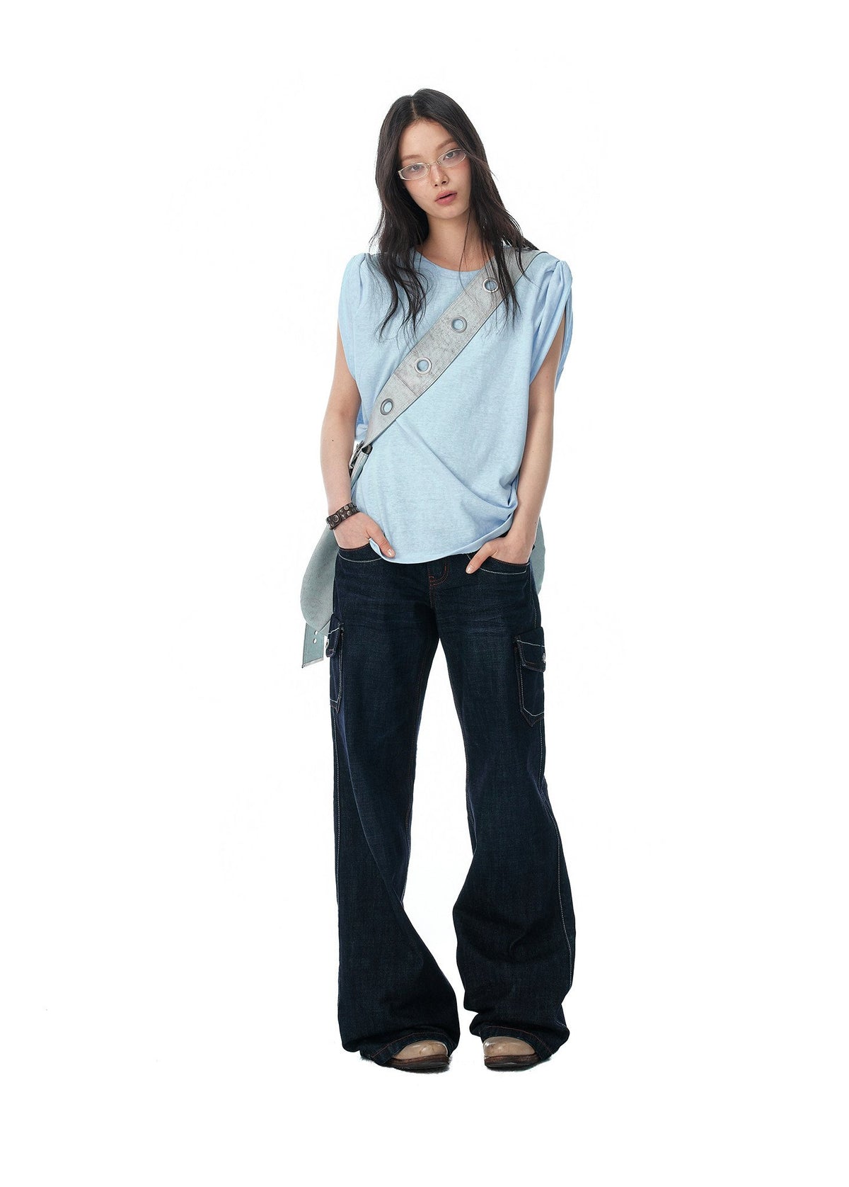 Bubble Texture Draped Top (2color)