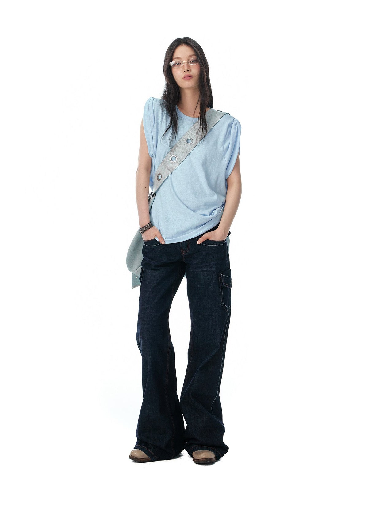 Bubble Texture Draped Top (2color)