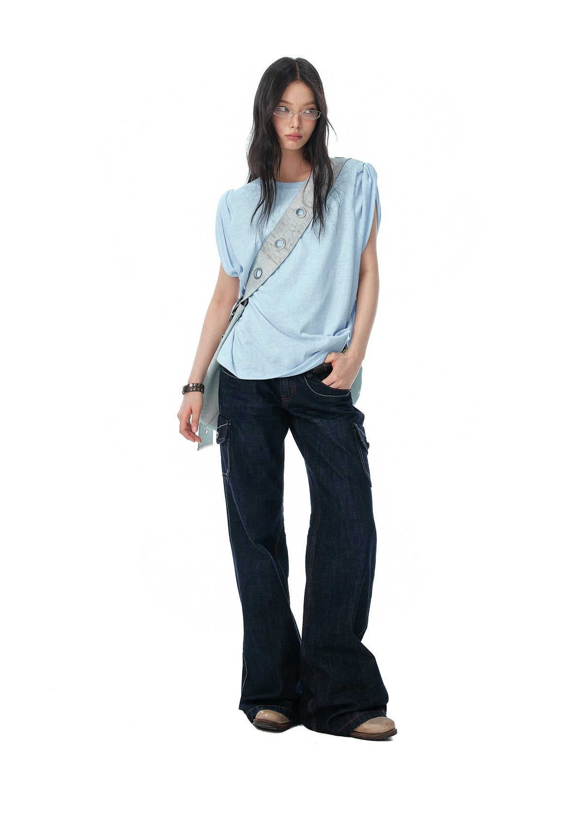 Bubble Texture Draped Top (2color)