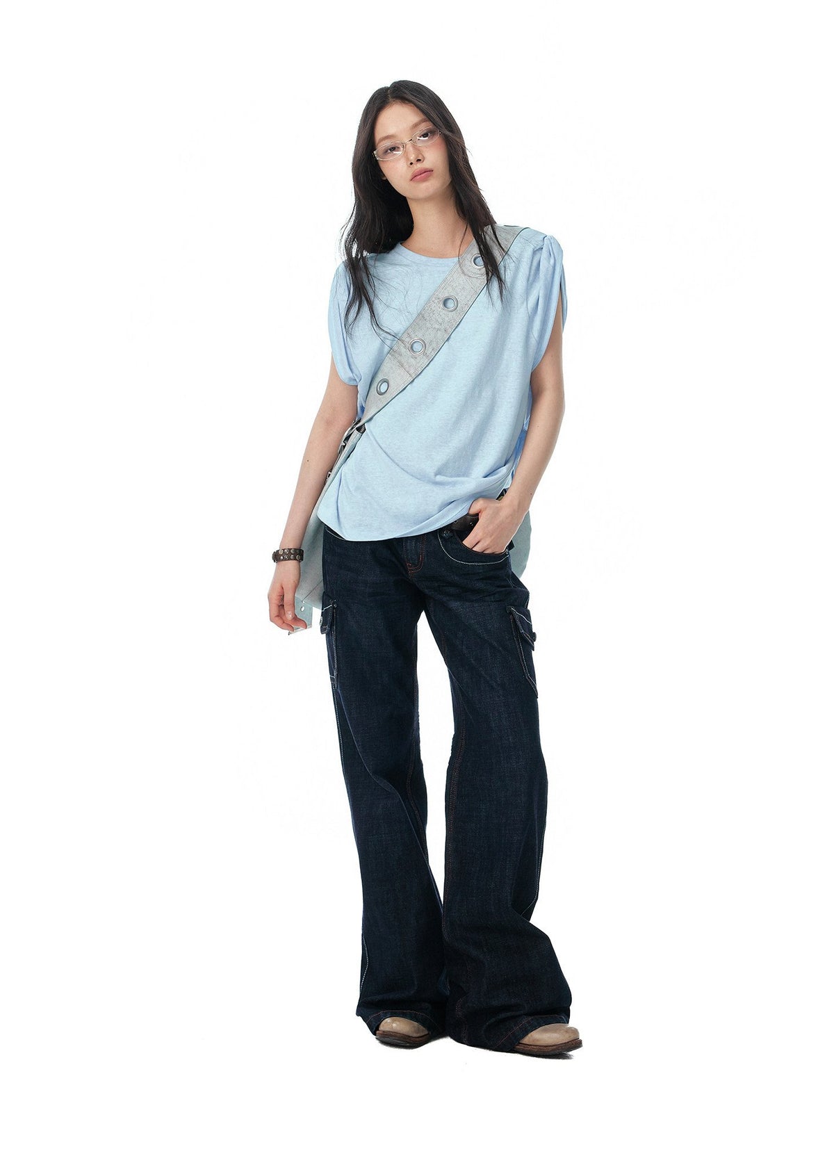 Bubble Texture Draped Top (2color)