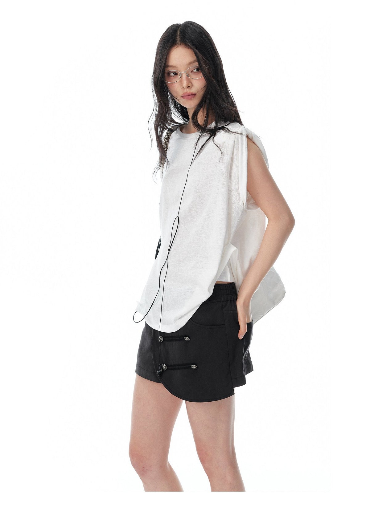 Bubble Texture Draped Top (2color)
