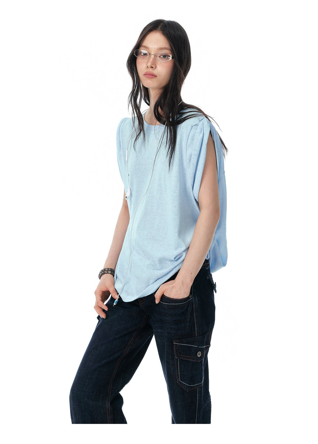 Bubble Texture Draped Top (2color)