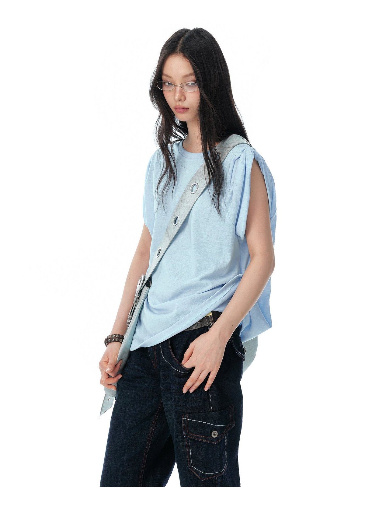 Bubble Texture Draped Top (2color)