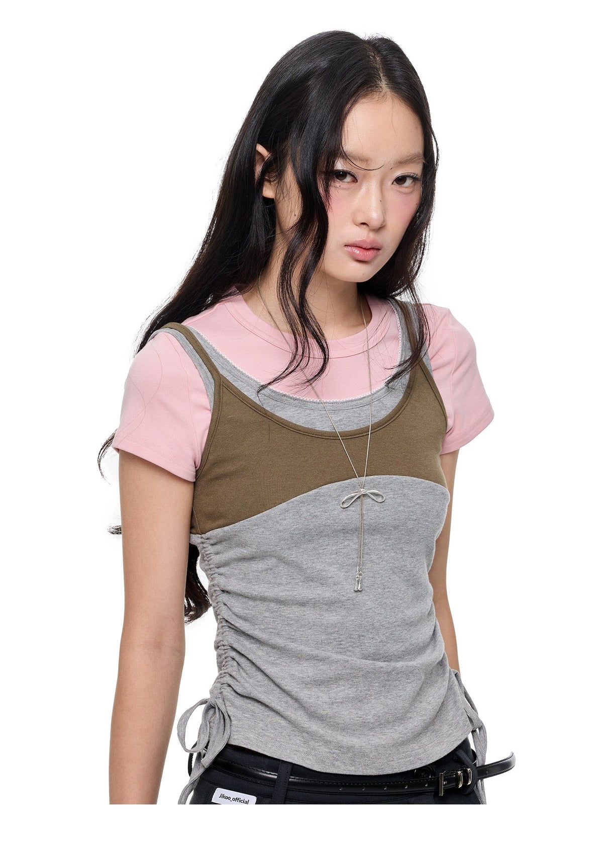 Layered Drawstring Sculpted Top (2color)