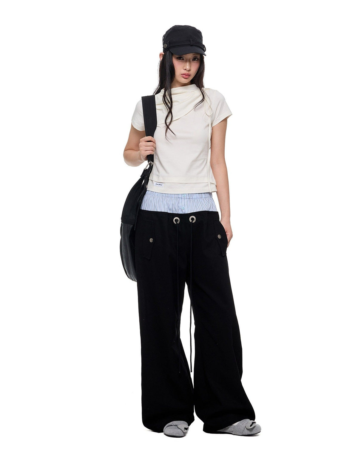 Stripe Contrast Straight Pants
