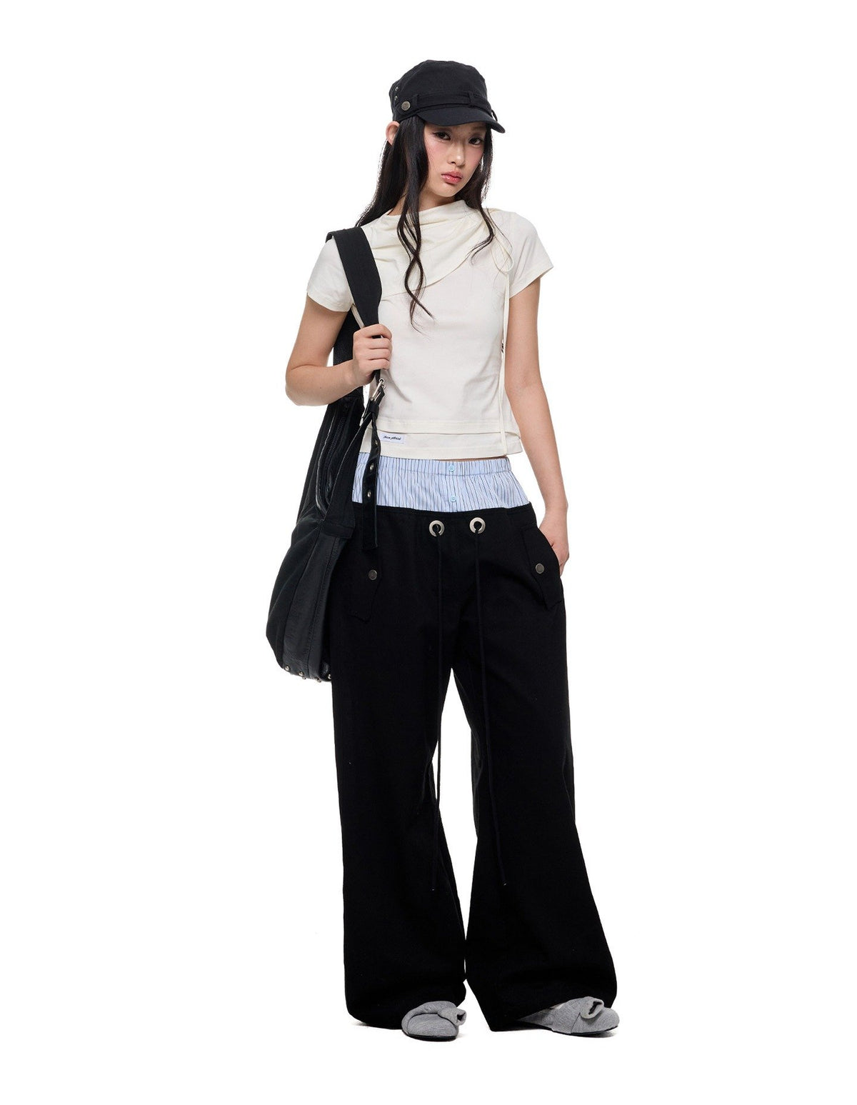 Stripe Contrast Straight Pants