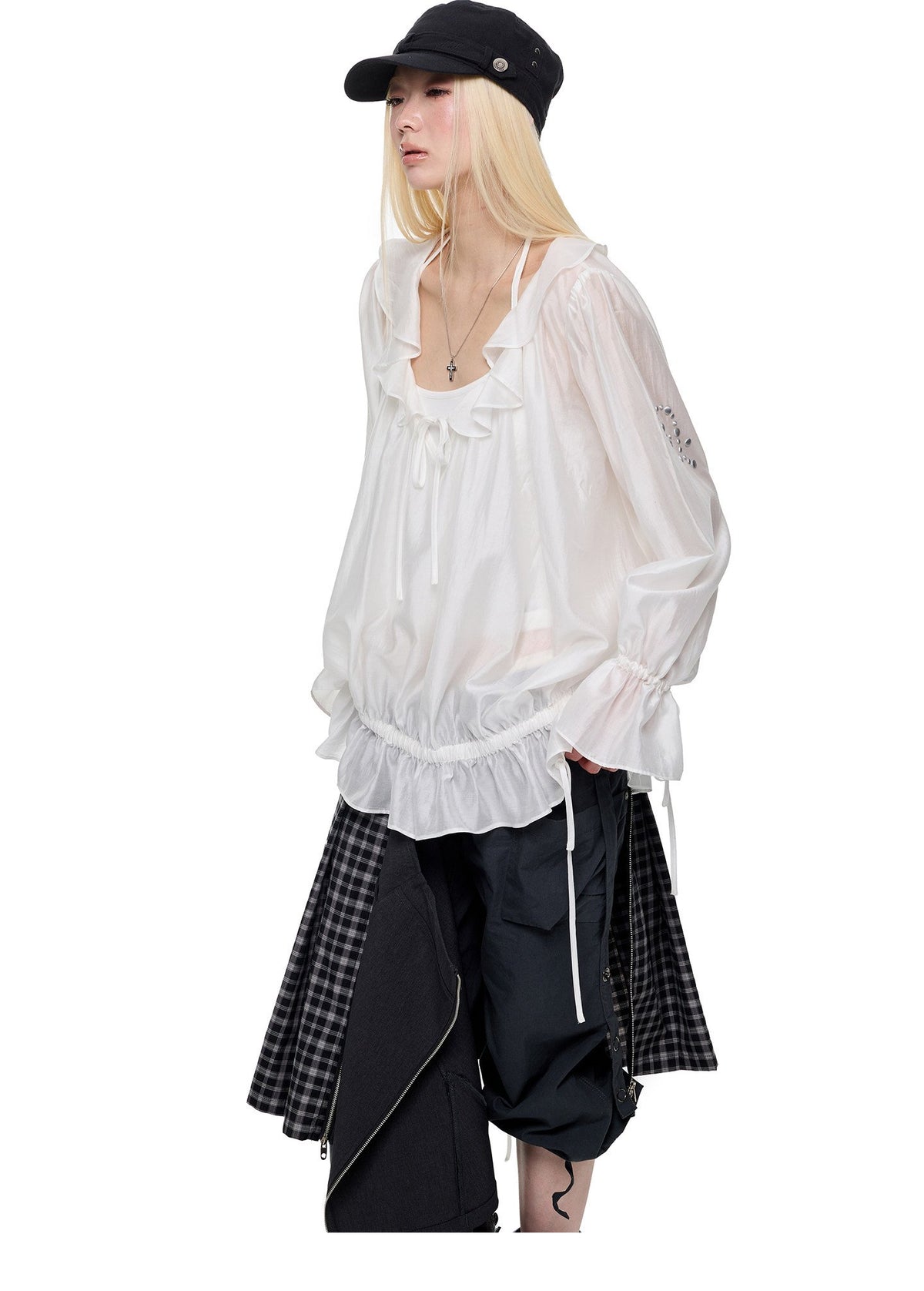Ripple Shirred Lantern Top