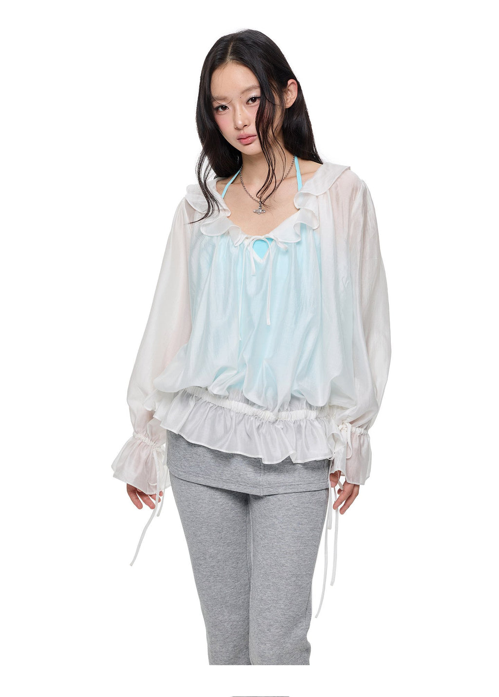 Ripple Shirred Lantern Top