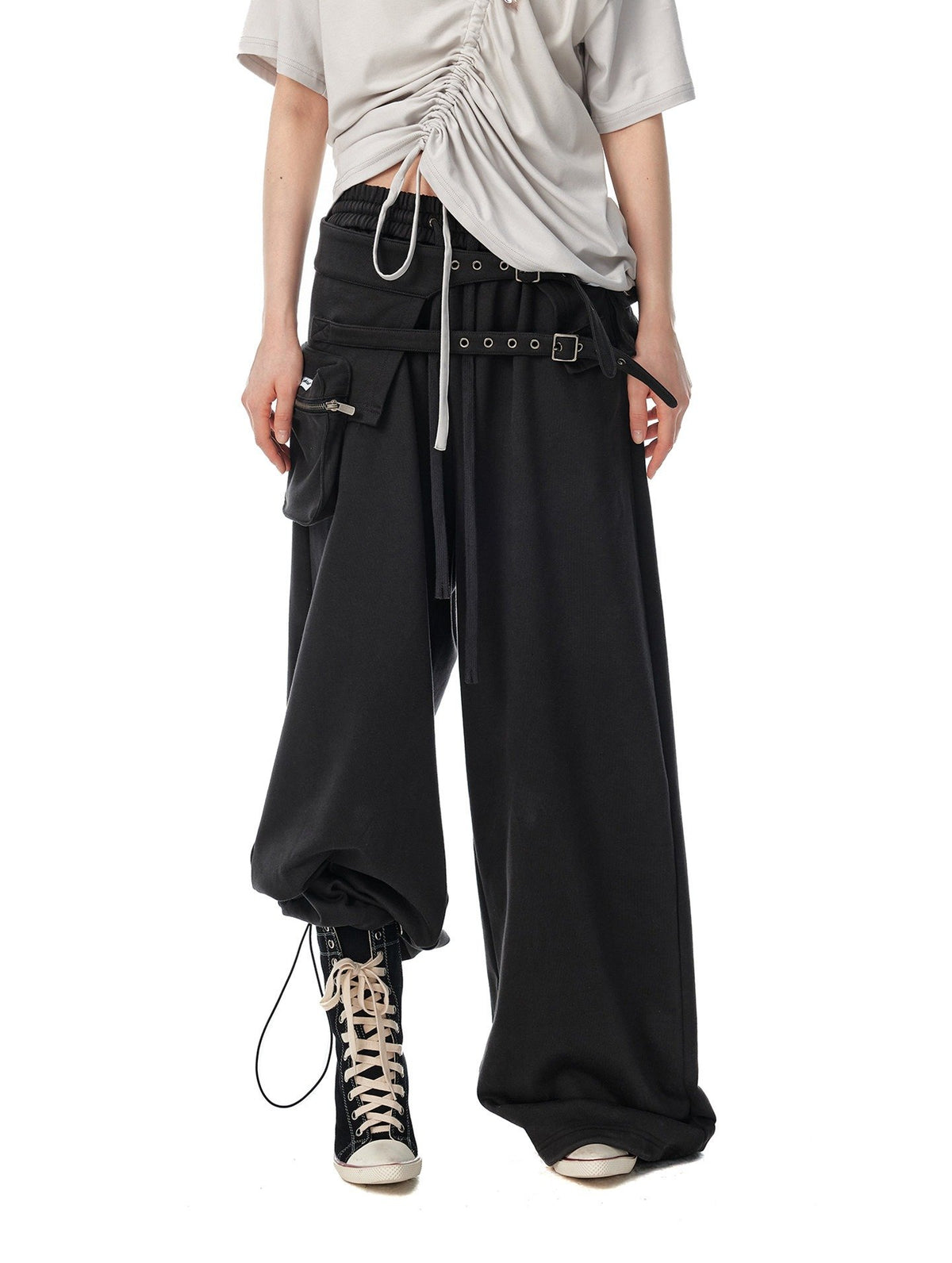 Detachable Pocket Wide Pants