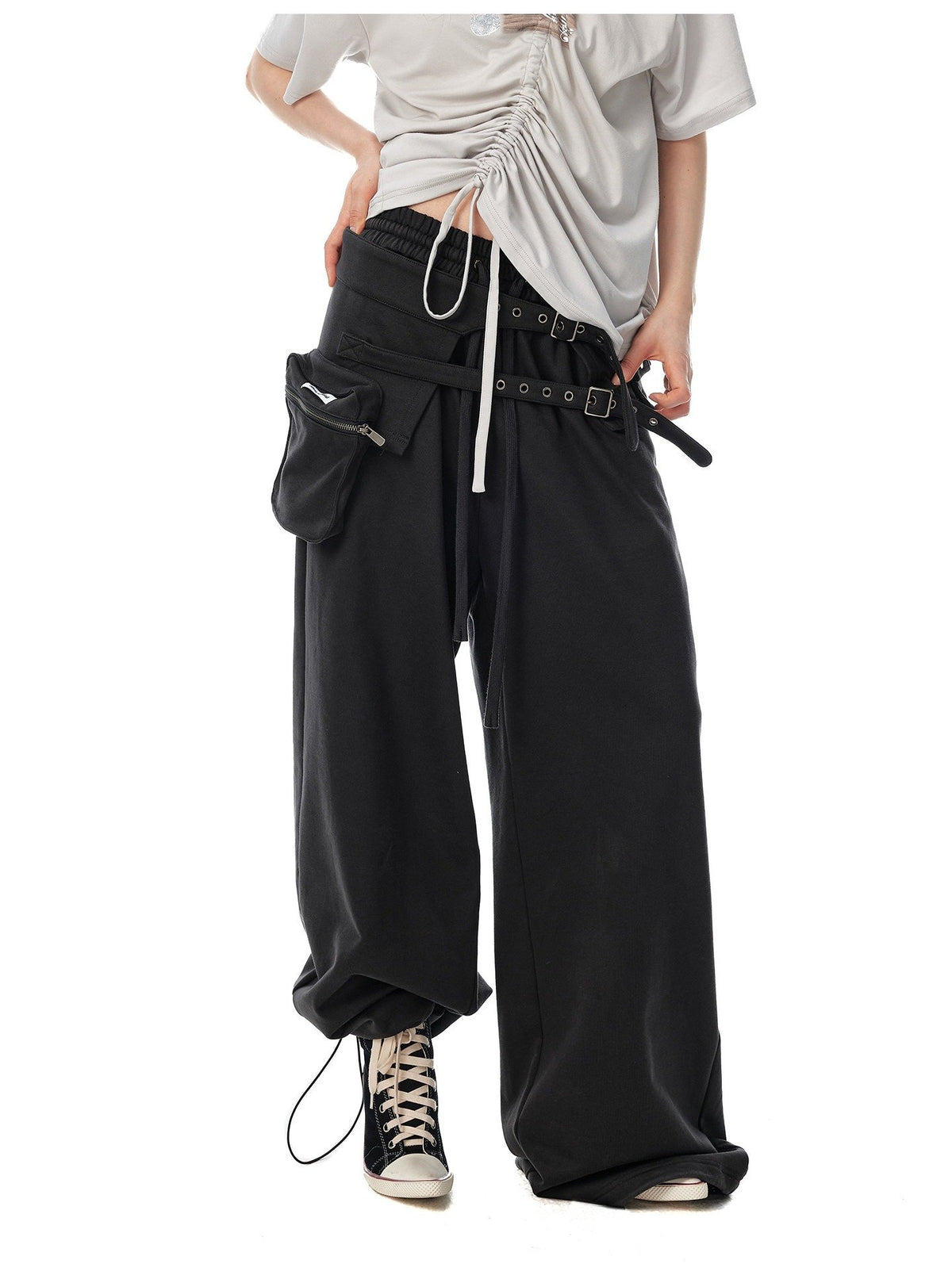 Detachable Pocket Wide Pants