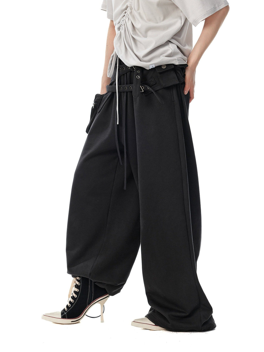Detachable Pocket Wide Pants