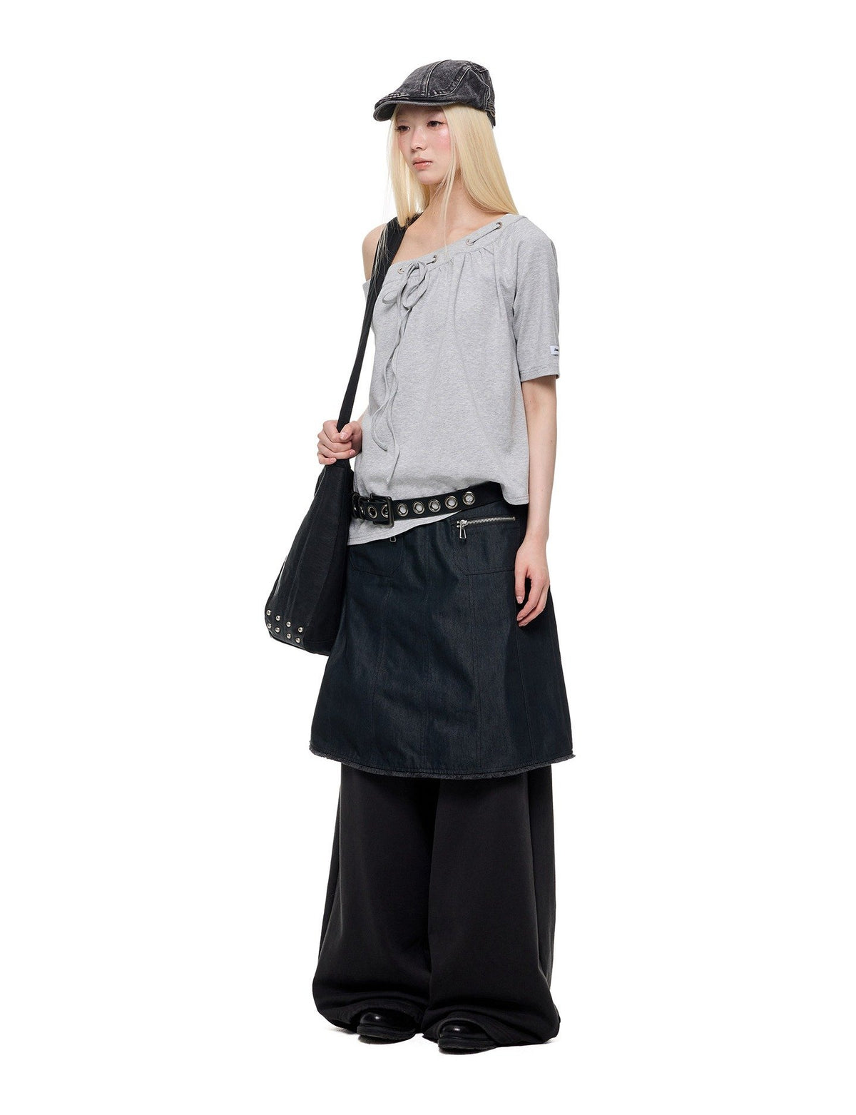Slant Drawstring Gather Top (2color)