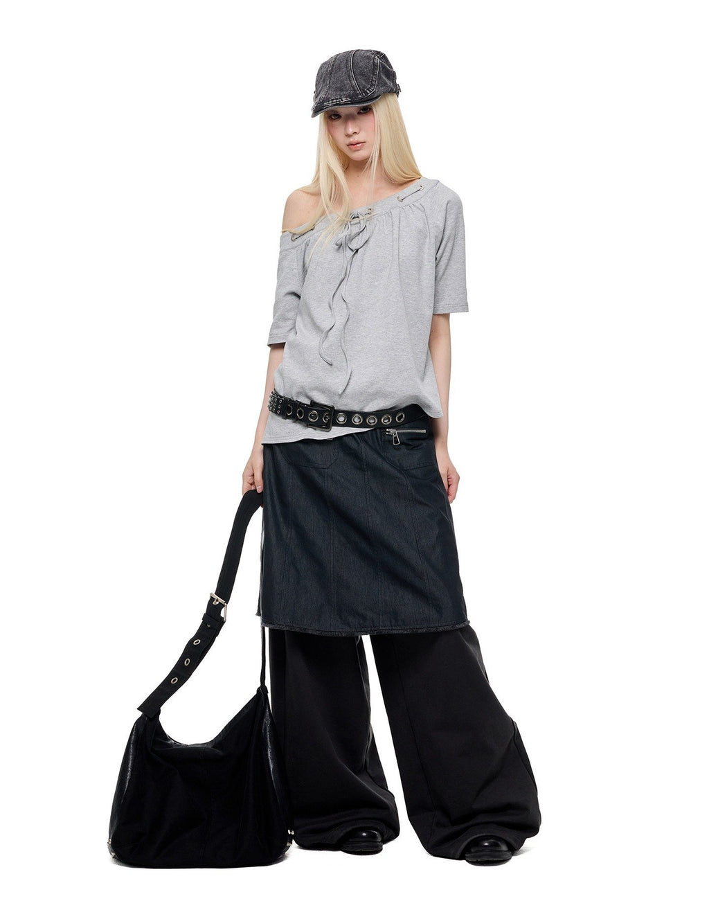 Slant Drawstring Gather Top (2color)
