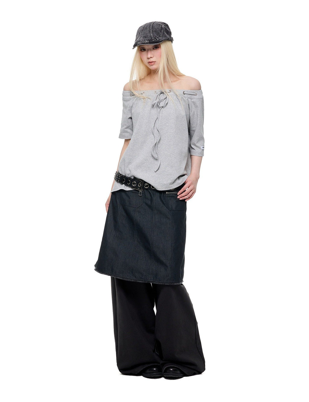 Slant Drawstring Gather Top (2color)