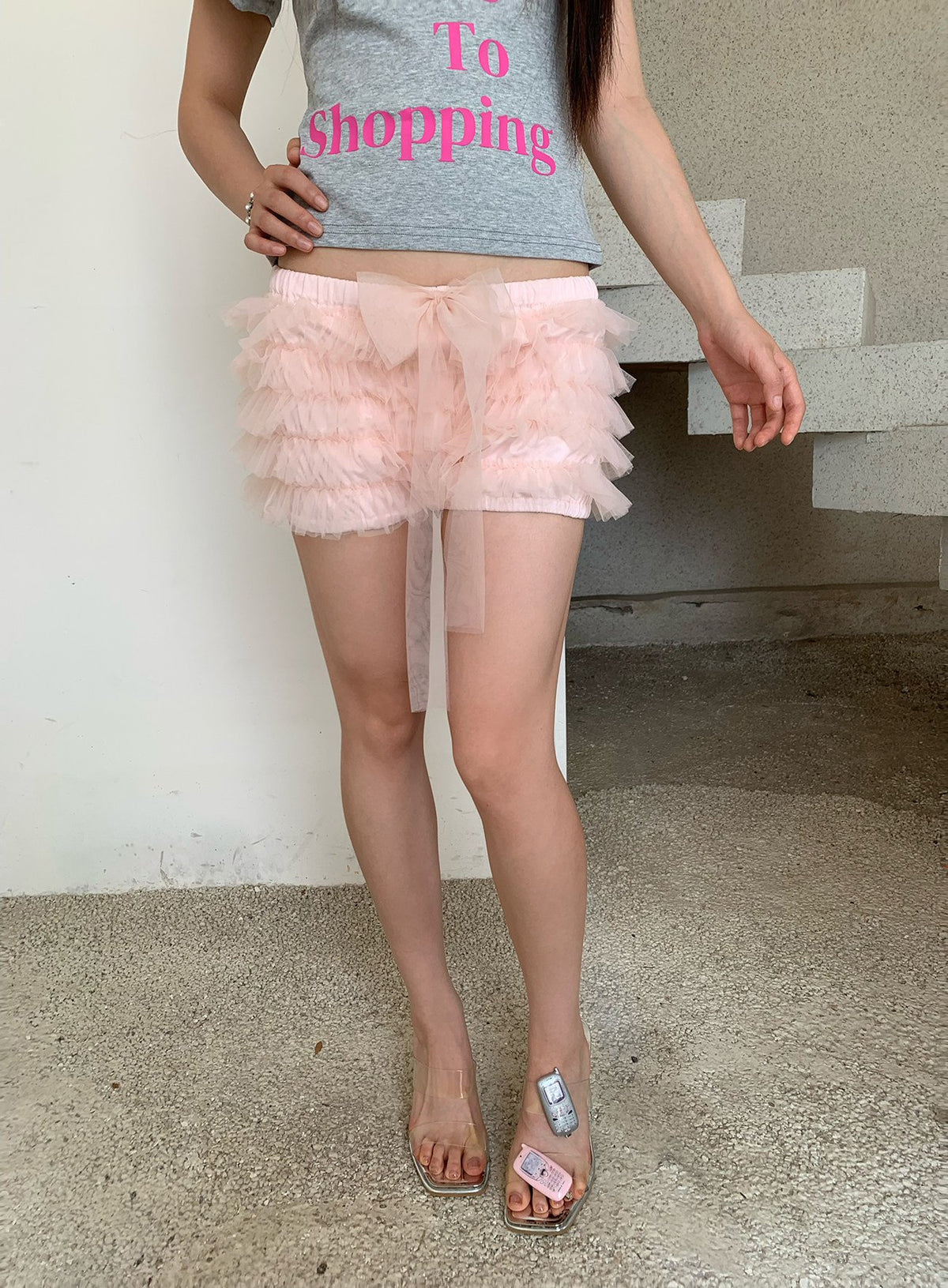 Strawberry Tulle Ribbon Shorts