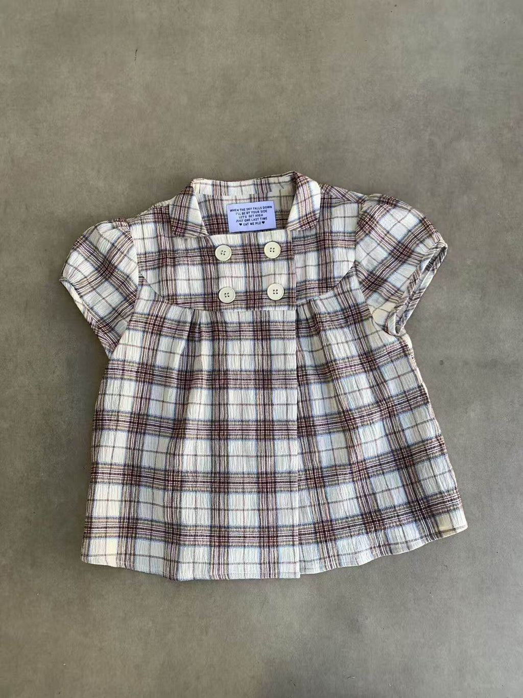 Plaid Double Button Top