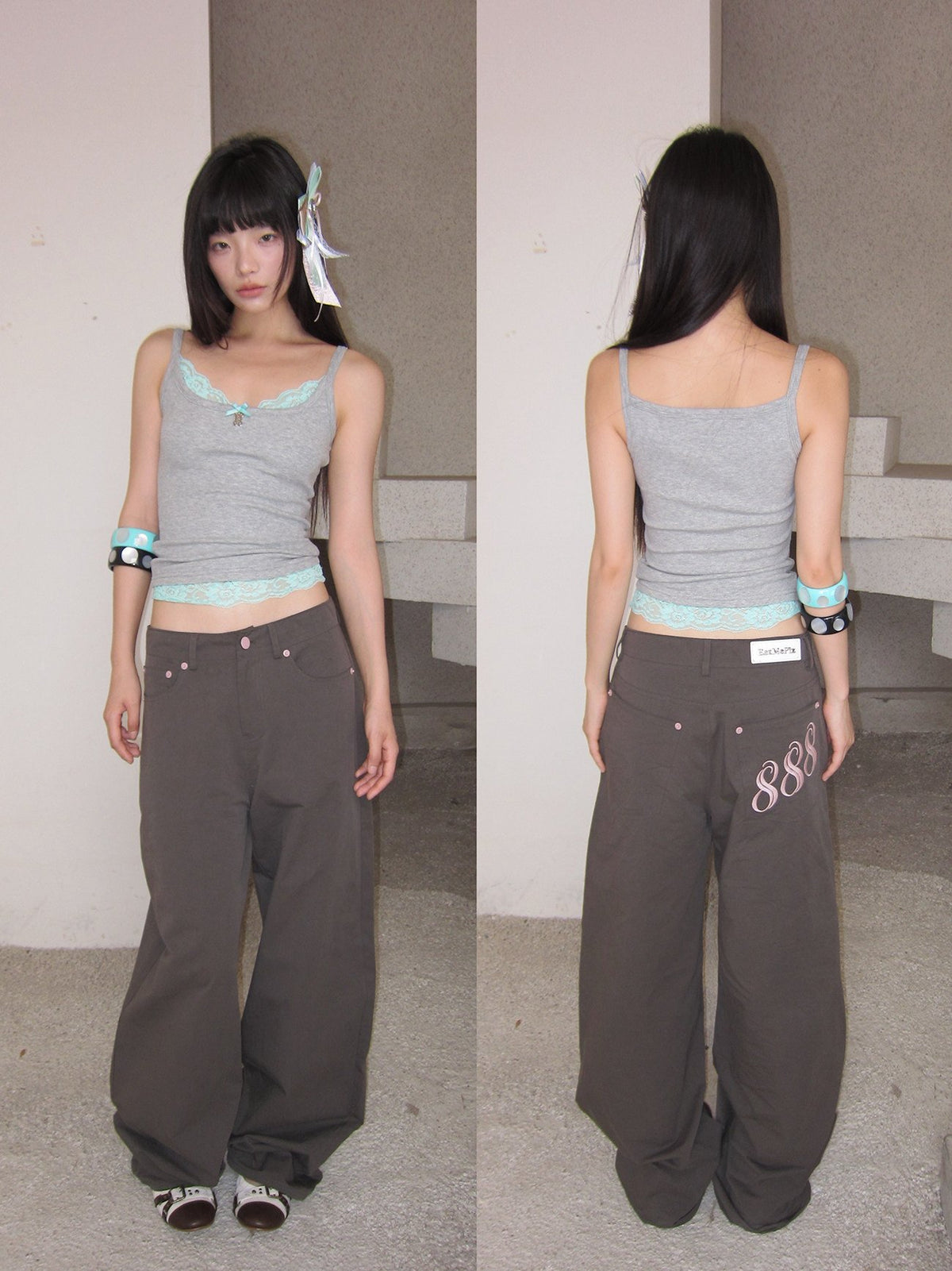 Trio Lace Trim Tank Top (3color)