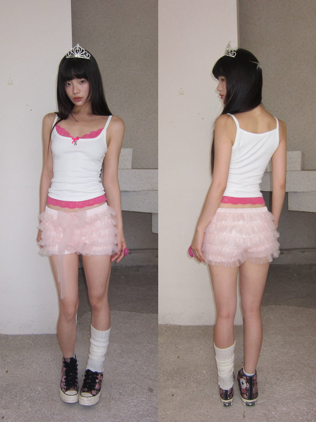 Trio Lace Trim Tank Top (3color)
