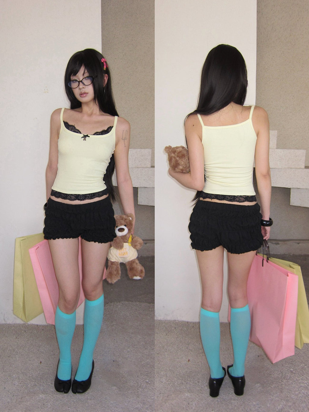 Trio Lace Trim Tank Top (3color)