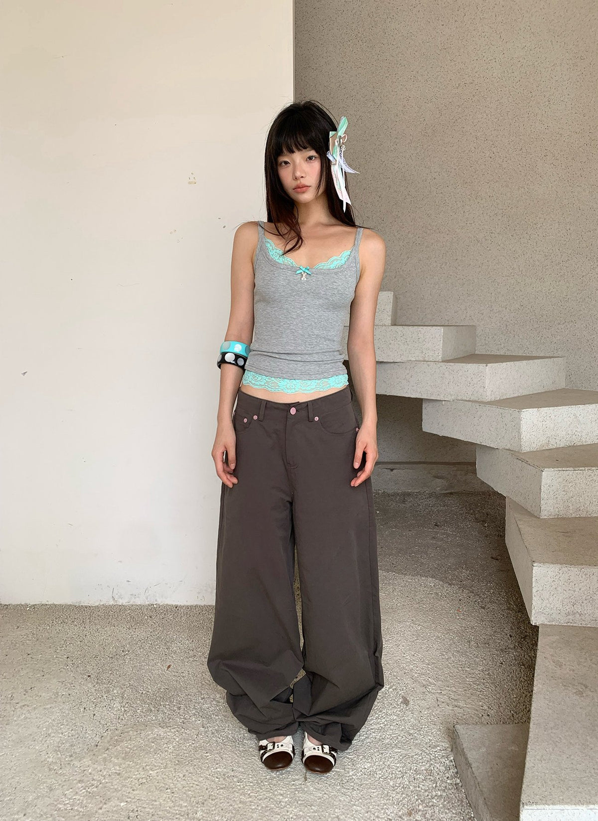 Trio Lace Trim Tank Top (3color)