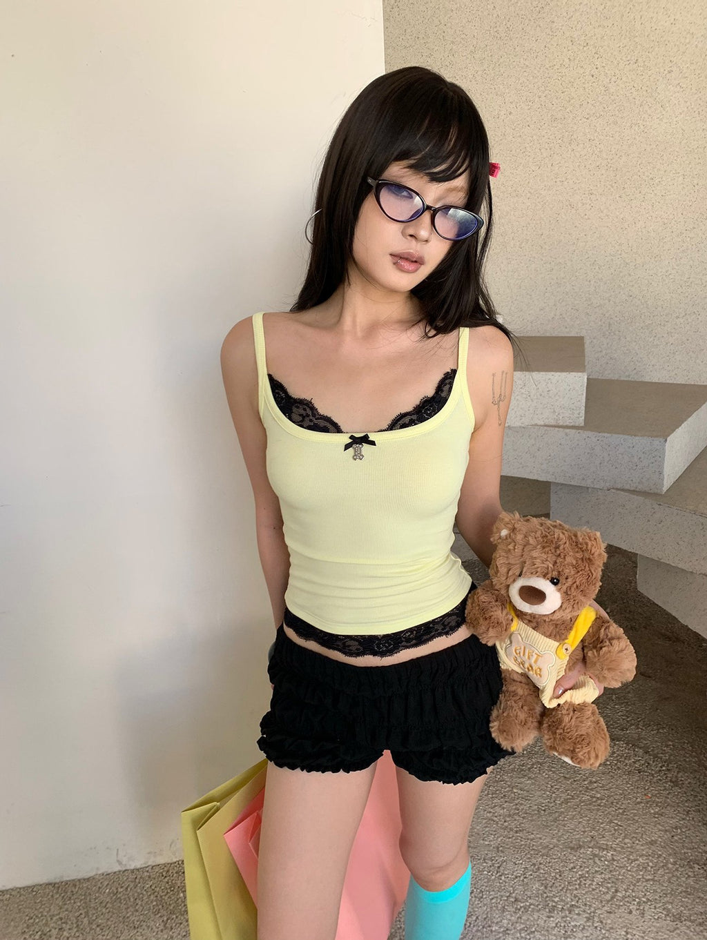 Trio Lace Trim Tank Top (3color)