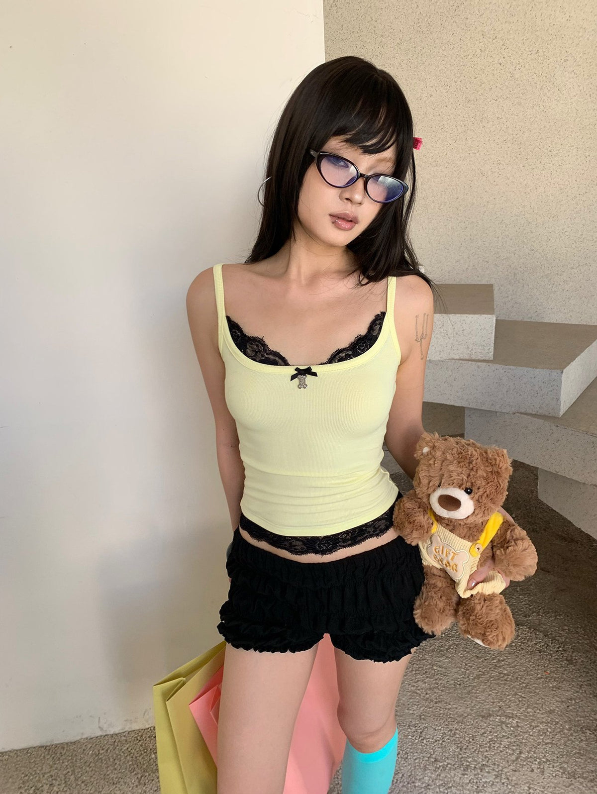 Trio Lace Trim Tank Top (3color)