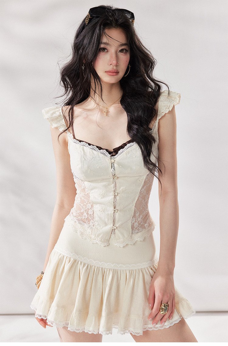 Flutter Veil Lace Top (2color)