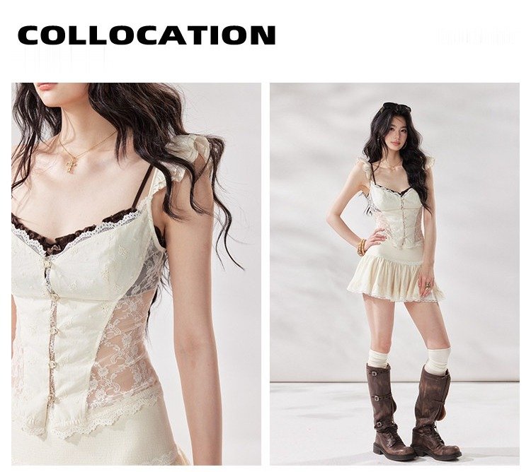 Flutter Veil Lace Top (2color)