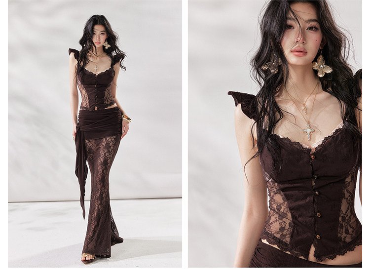 Flutter Veil Lace Top (2color)