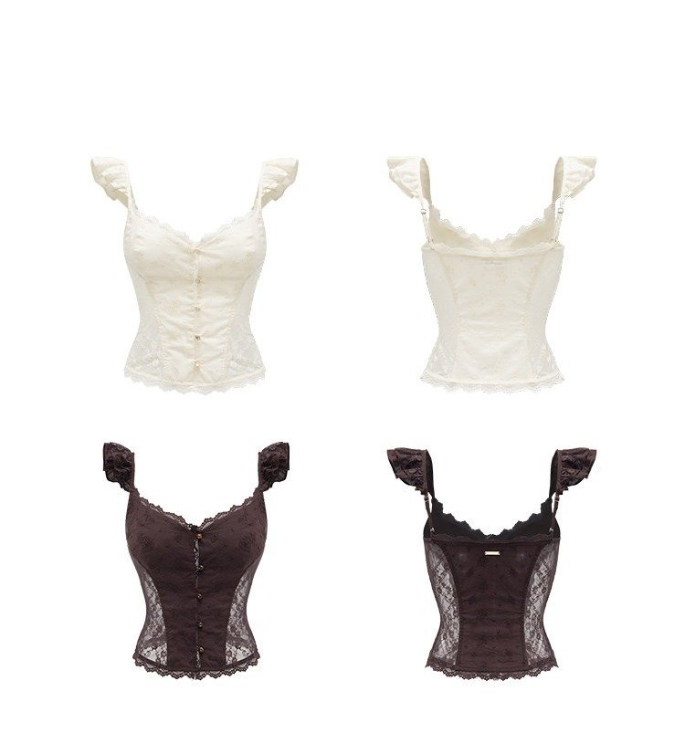 Flutter Veil Lace Top (2color)