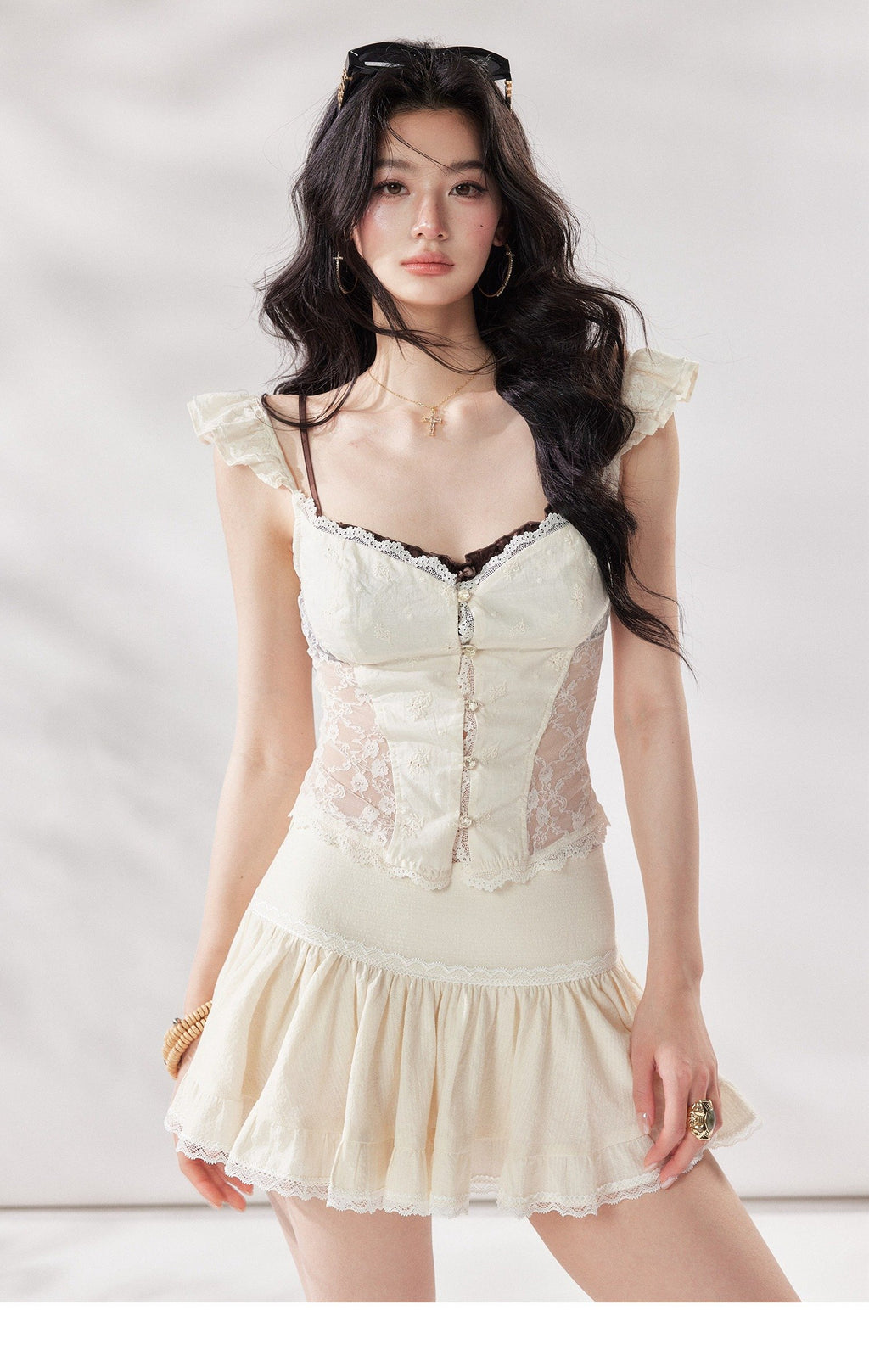 Flutter Veil Lace Top (2color)