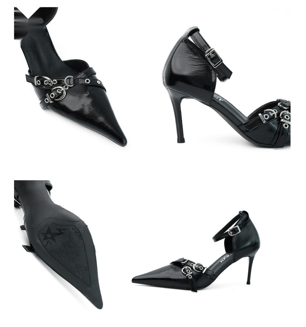 Frosted Metal Buckle Heel (2color)