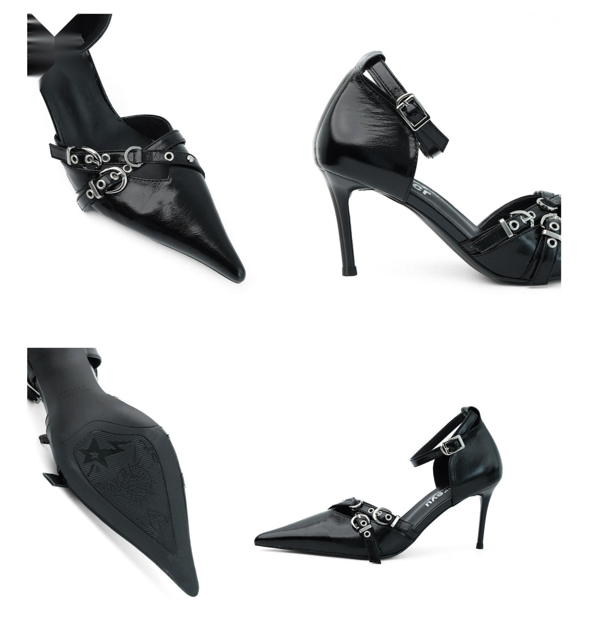 Frosted Metal Buckle Heel (2color)