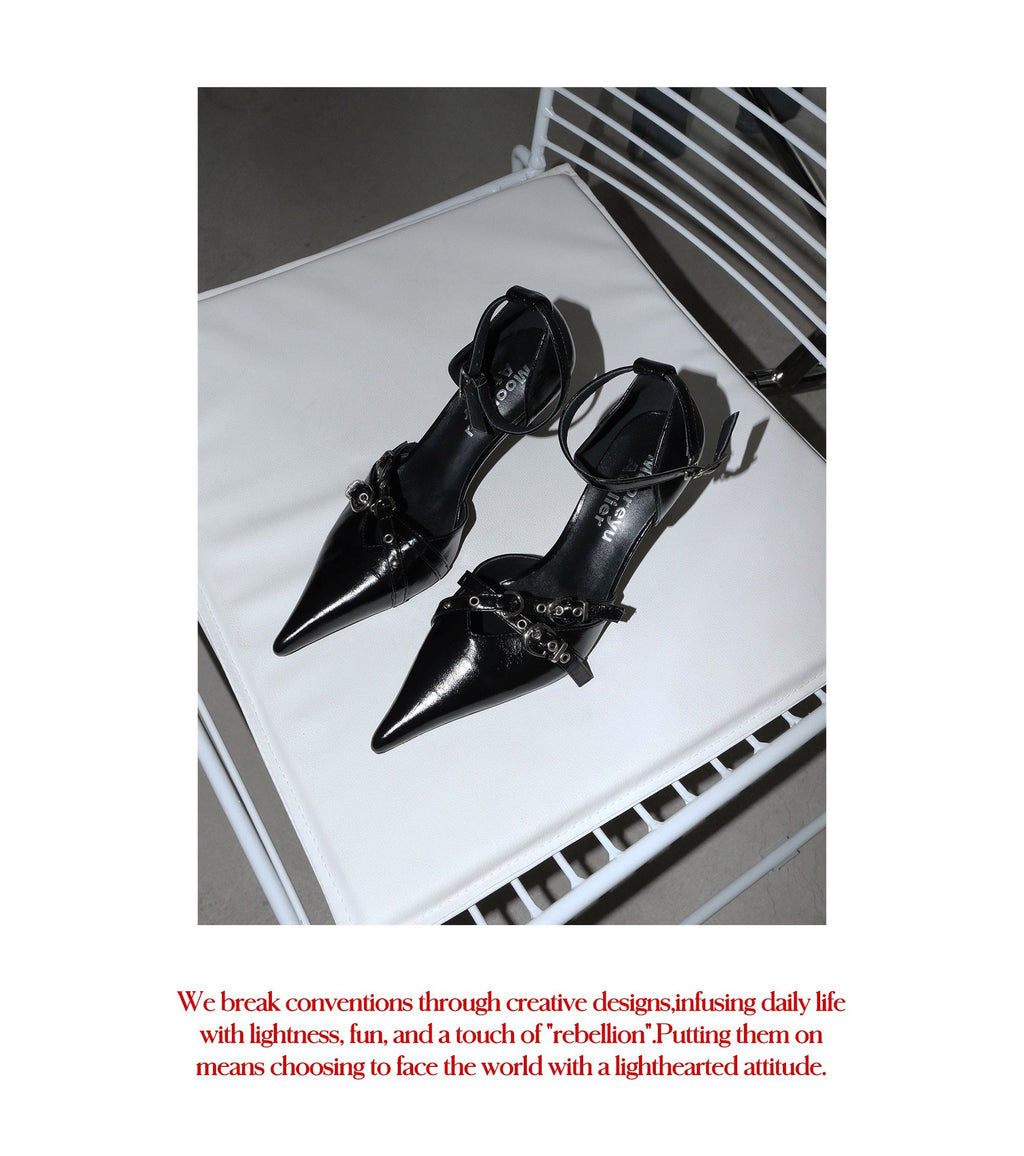 Frosted Metal Buckle Heel (2color)