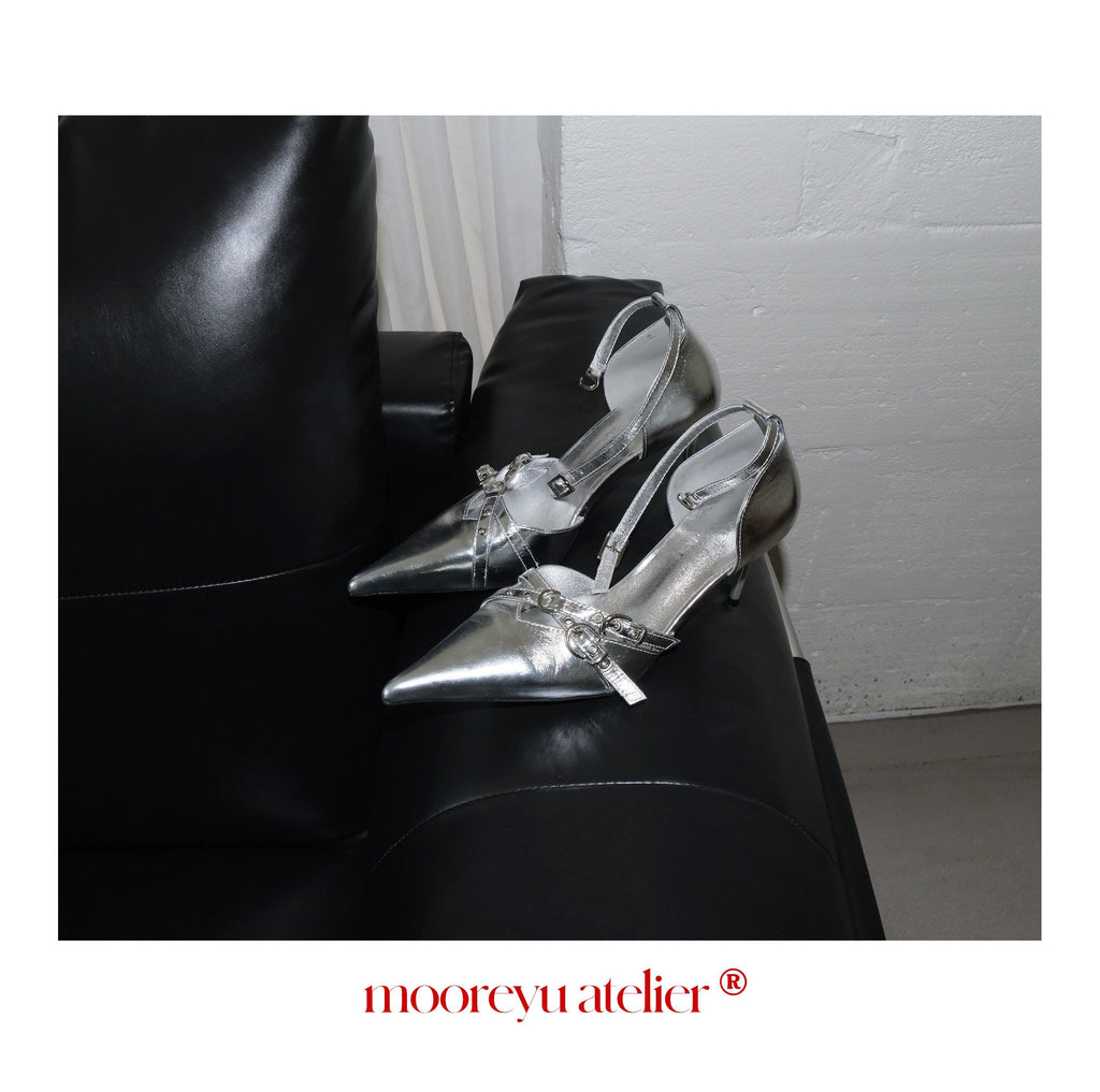 Frosted Metal Buckle Heel (2color)