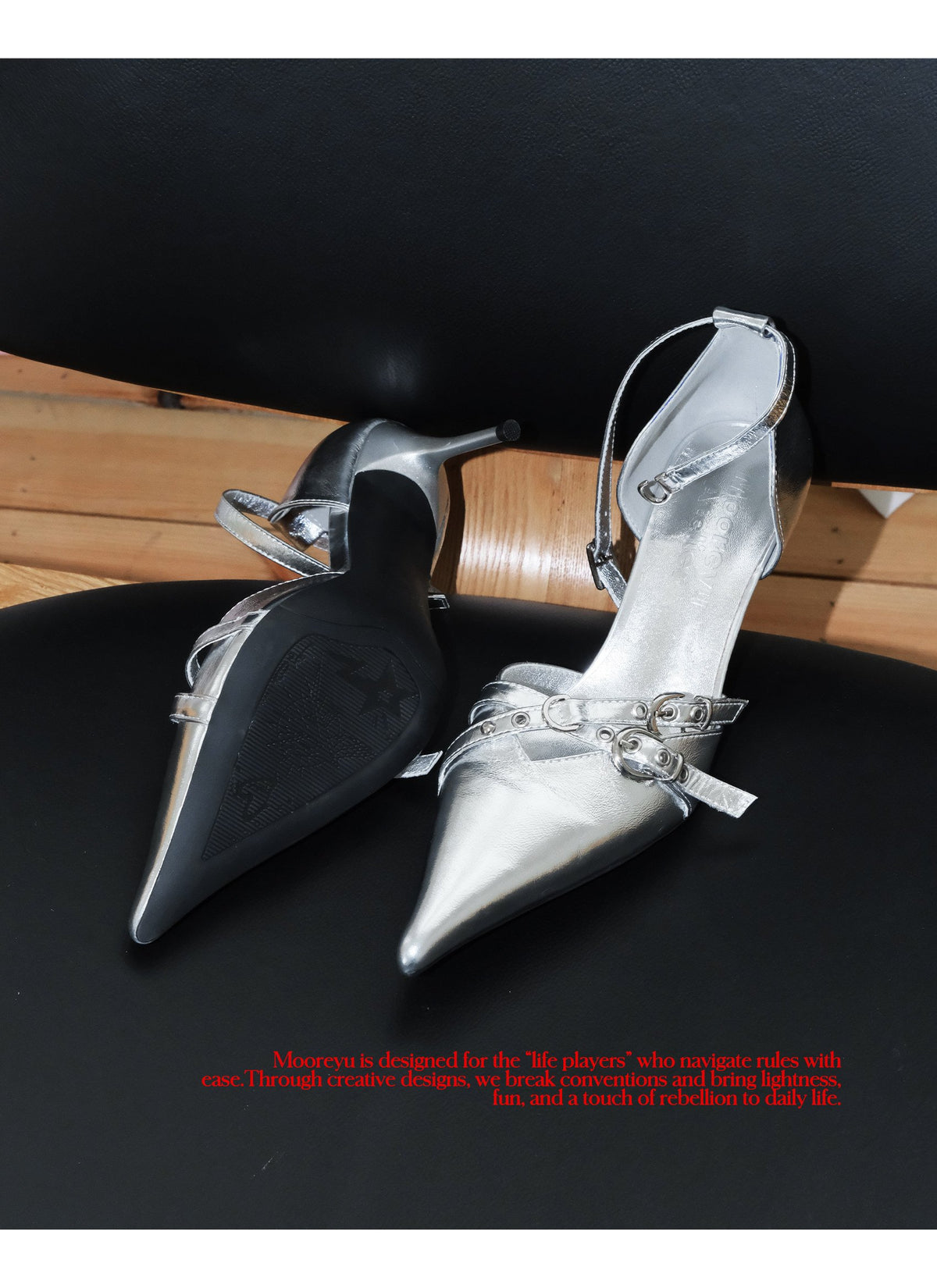 Frosted Metal Buckle Heel (2color)